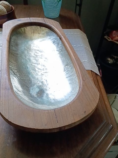 Rustic Wood/metal bowl 10" 23