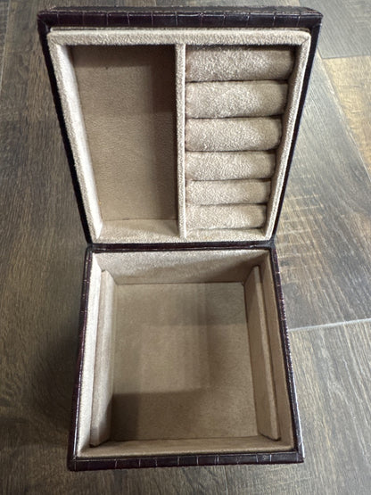 Brown Pottery Barn Leather Jewelry Box