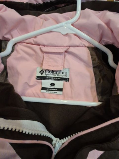 Pink & Brown Columbia Sportswear Omni-Tech Waterproof Breathable Jacket, L