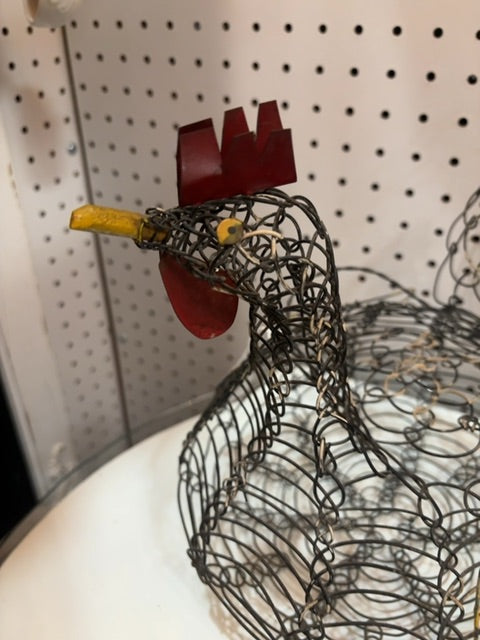 French rustic wire chicken egg basket