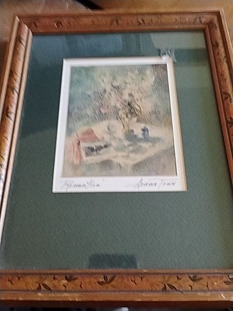 Green/light floral Adrien Town "Romantica" painting/Pic, 8 X 10