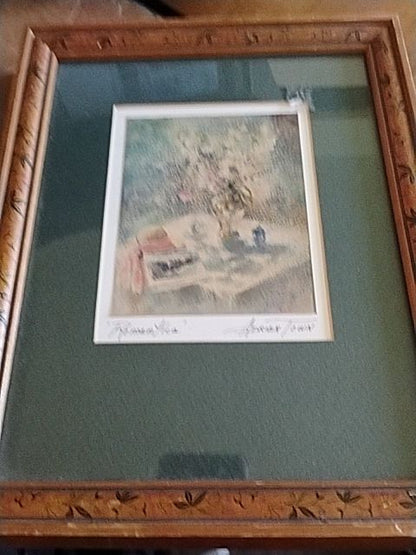 Green/light floral Adrien Town "Romantica" painting/Pic, 8 X 10