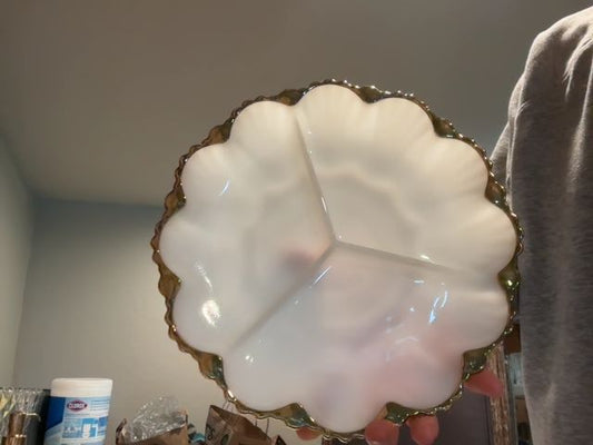 Milk Glass Anchor Hocking/Fire King MCM Milk Glass serving tray