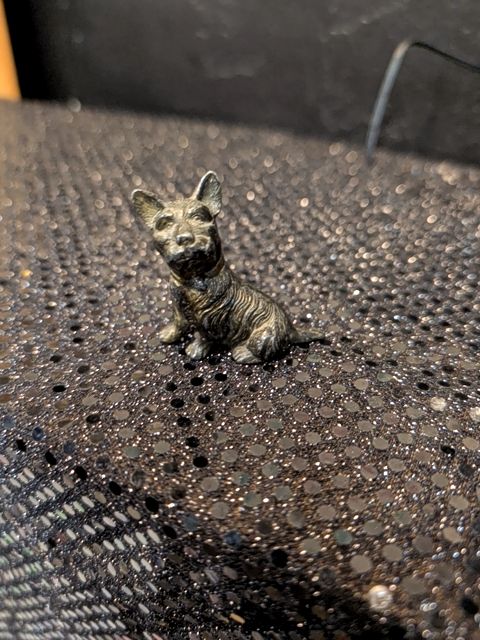 Vintage Bronze Scottie Terrier Dog Figurine - Small 1 3/4" Tall - Japan
