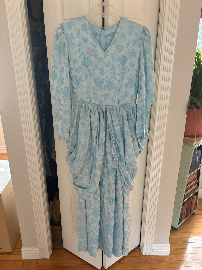 Vintage handmade blue brocade gown
