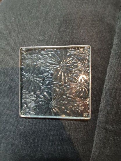 Pressed Glass Flower Coasters, 4"