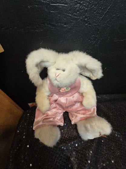White Ty Attic Treasures Plush Bunny Sara in Rose Velvet, 11.5"