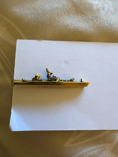 Vintage gold tone ship tie clasp