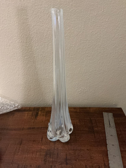 Clear Murano Murano Elephant Foot bud vase, 10.5”