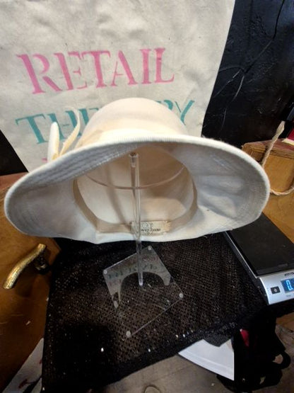 Ivory Clover Lane Ivory Felt Hat with Ivory ribbon & bow