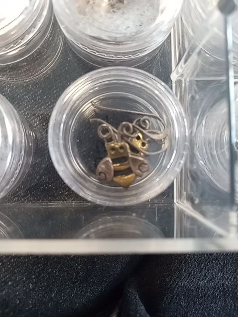 Sterling silver/gold bee dangle earrings