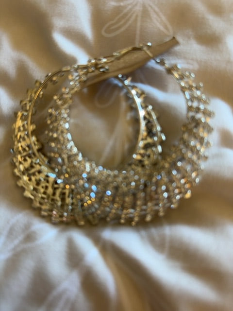 Statement silver tone rhinestone earrings
