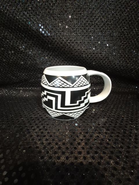 Black & White Geometric Pattern The Treasure Chest Coffee Mug, 3"