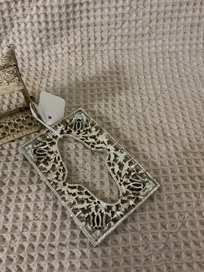 Silver and Blue Sam Fink Sam Fink Jeweled Tissue Box, 4.5x3”