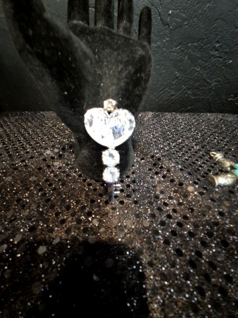 Silvertone  Crystal Key Pendant, 2.25"