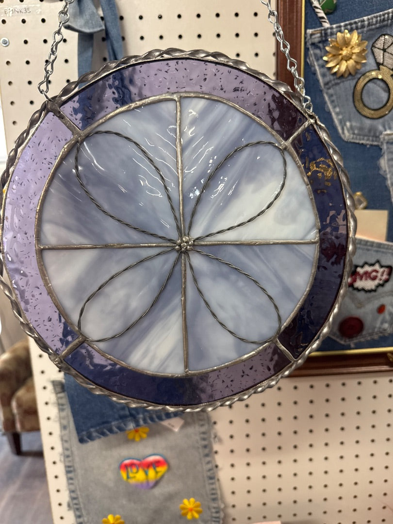 Purple stained glass window.