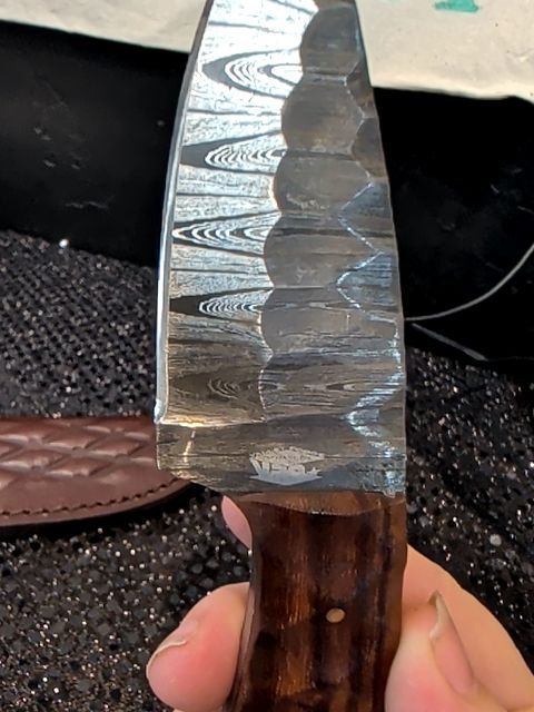 Valley Forge Damascus Steel Wood carved handle w/ Sheath