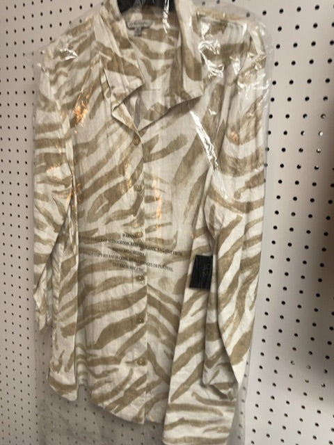 Natural on white John Mark Linen blouse, Xl
