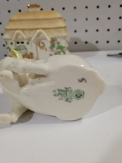 Belleek porcelain pig marked, Approx.3.5"