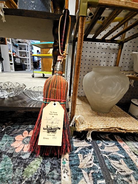 red  Vintage small Handmade Broom