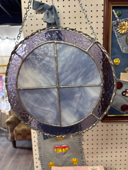 Purple stained glass window.