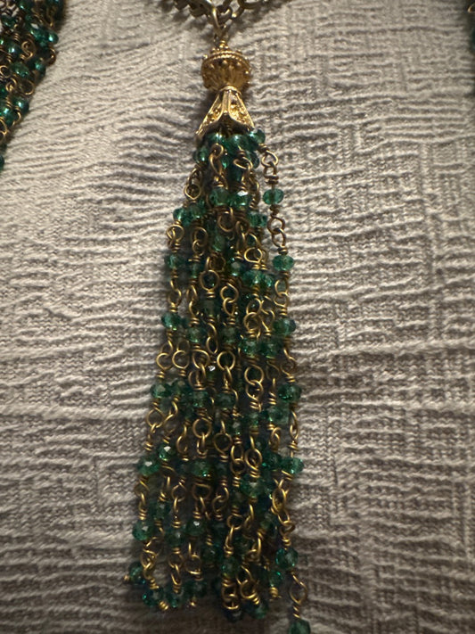 Teal&Silver Tasseled Necklace