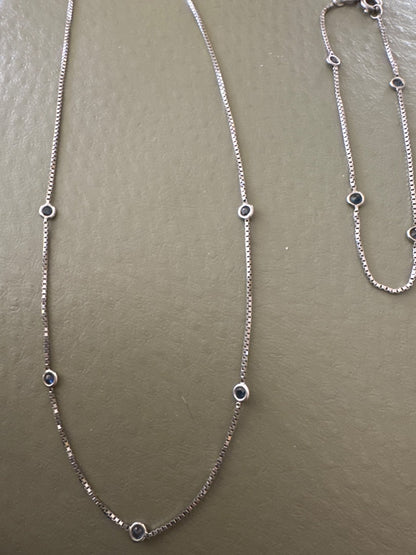 Necklace & Bracelet Set 925 Blue Gem