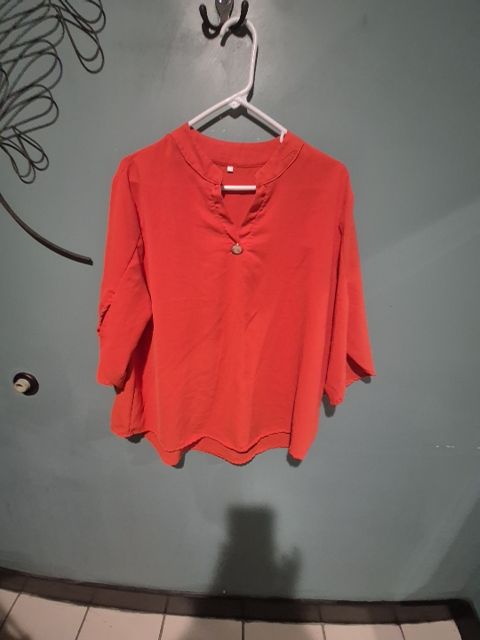 Orange  3/4 Sleeve Blouse, XXL