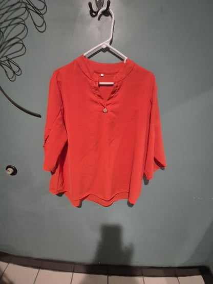 Orange  3/4 Sleeve Blouse, XXL