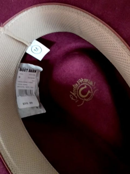 Burgundy boot barn Burgundy cinch cowboy hat size medium, Medium