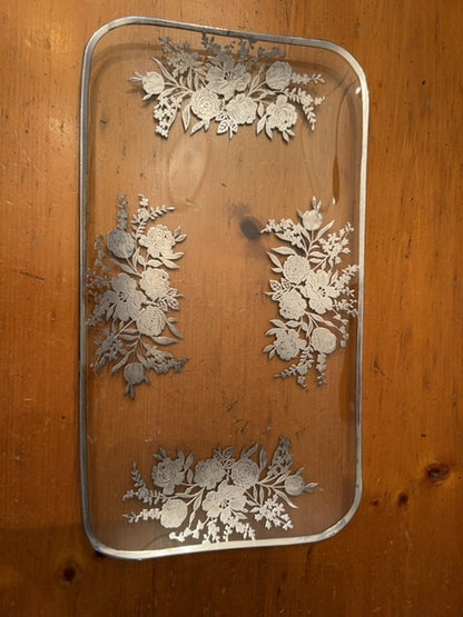 Vintage serving tray, silver inlay