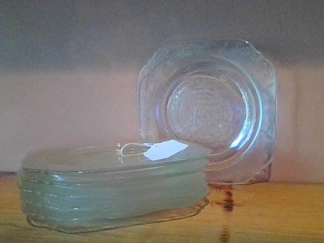 Glass Kitchen decor Set of 6 antique dessert plates, 7.5" diameter