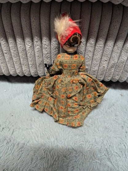 Olive Dress, Red Hat  Vintage Doll