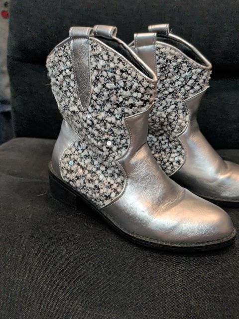 Silver Tone Ankle Boots Size 39