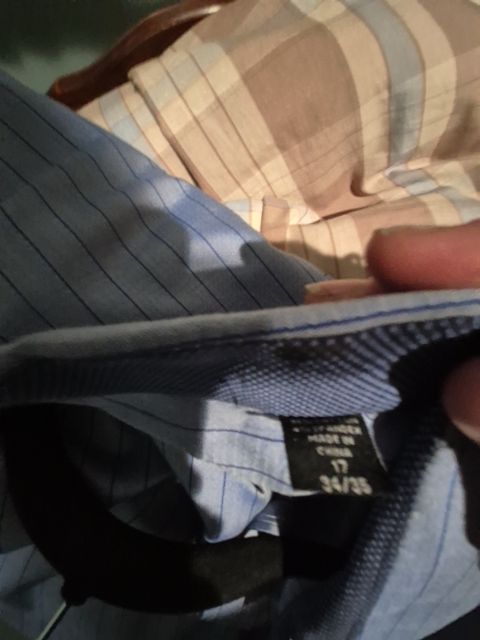 Blue Pin Strip English Laundry Casual Button Down Dress Shirt, 17 34/35