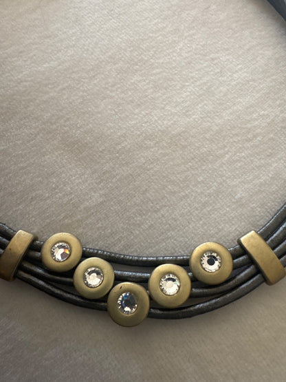 Bracelet & Necklace Set Gold-Tone Circular on Rope