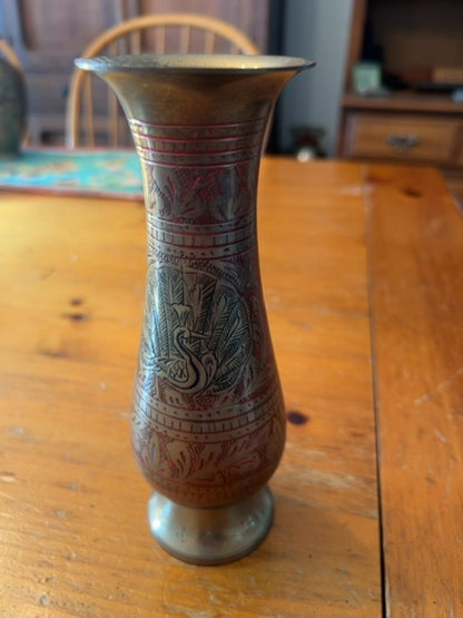 Vintage India Brass Bud Vase - 7.5"