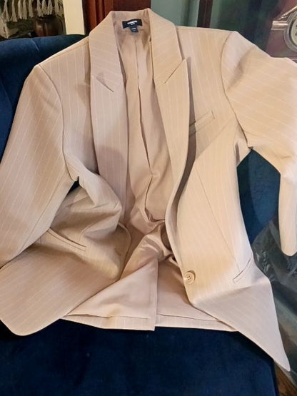 Tan Express Express Tan pin strip blazer size medium, Medium