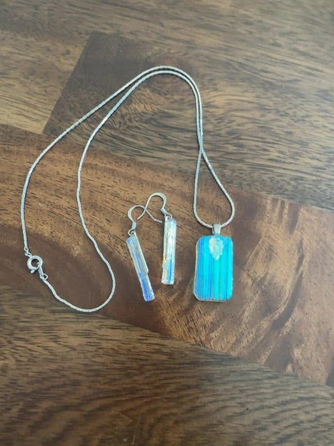 Artisan Glass and Silver Necklace and Earrings