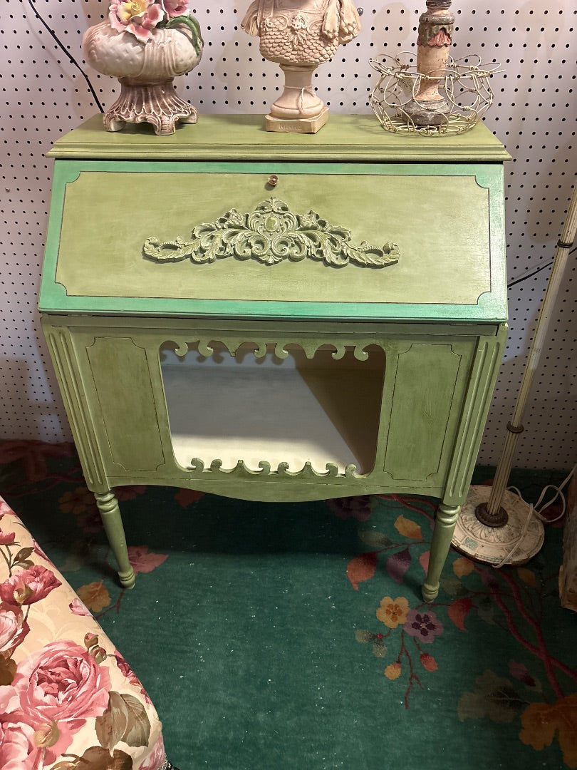 Green  Green green painted vintage desk, Small