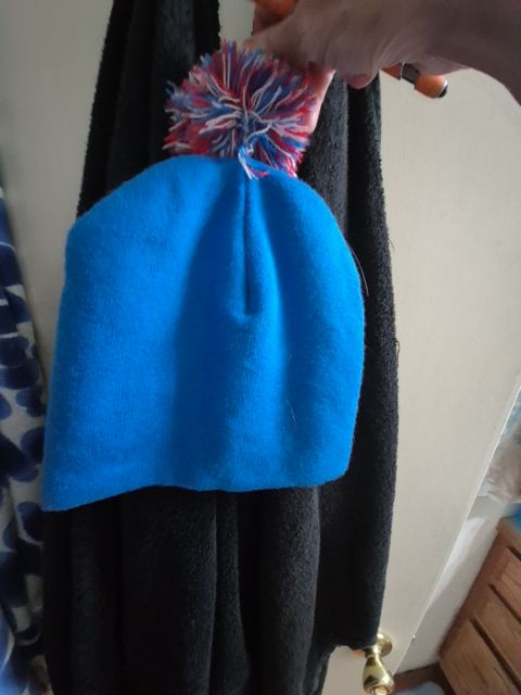 Blue  Snowman Knit Stocking Hat