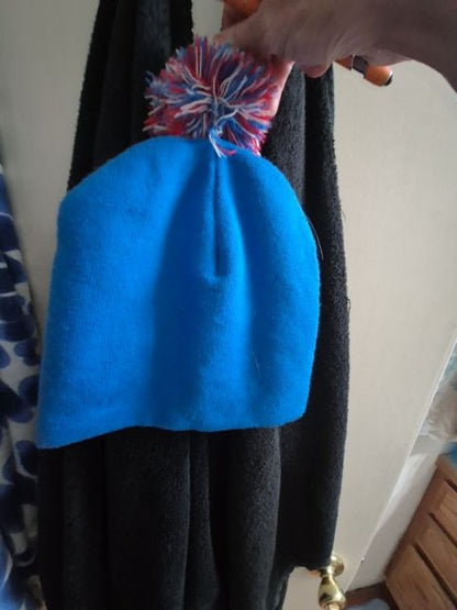Blue  Snowman Knit Stocking Hat