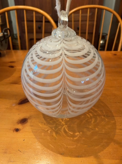 8.5” glass Baubel ball. White design.