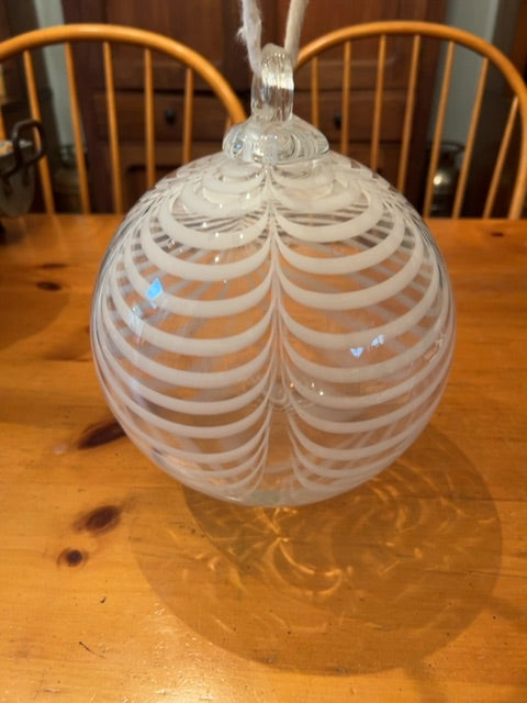 8.5” glass Baubel ball. White design.