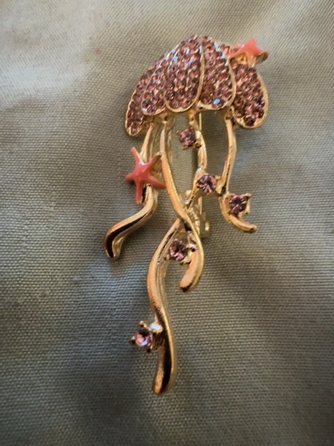 Pink jellyfish brooch