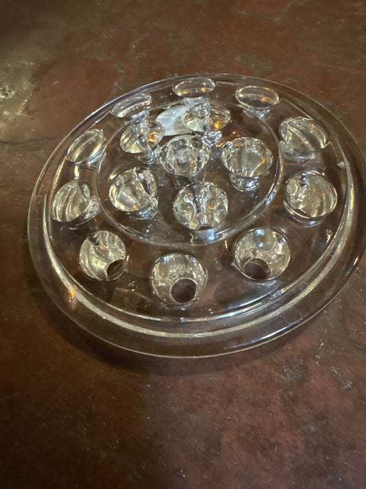 Red and yellow  Glass frog for flowers, 5”