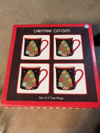Christmas Tree Mugs Set of 4