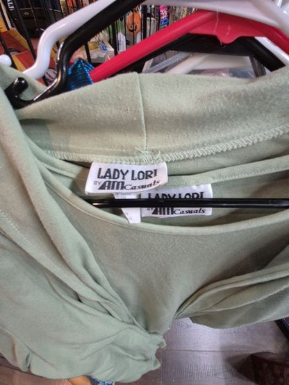Green Lady Lori By Am Casuals Dress W/ Cardigan
