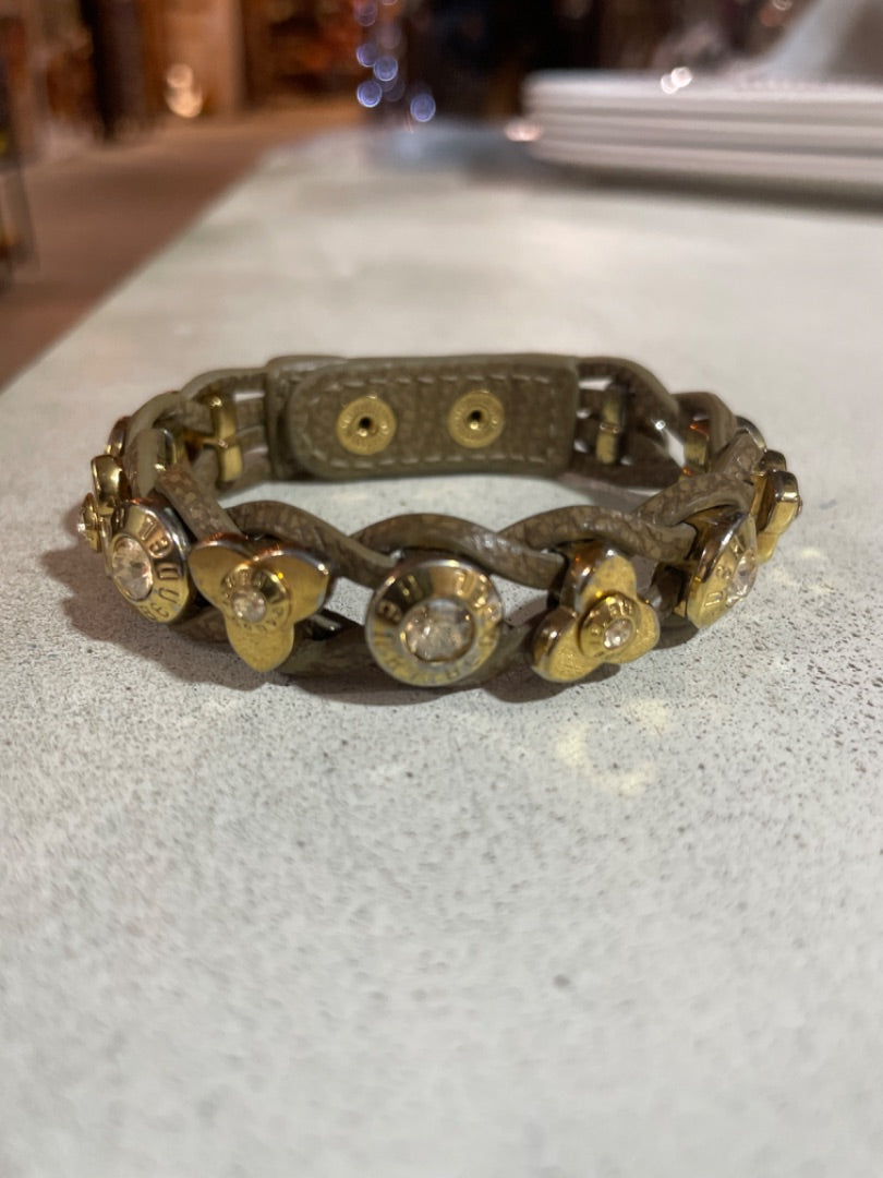 Henri Bendel Faux Leather & Gold Bracelet