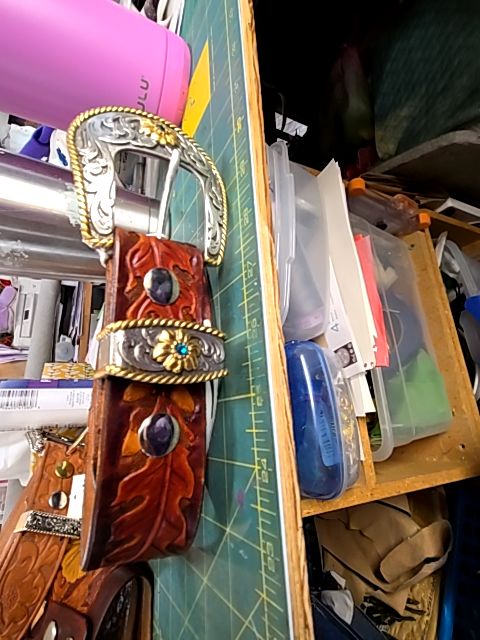 Leather tooled belt 40"